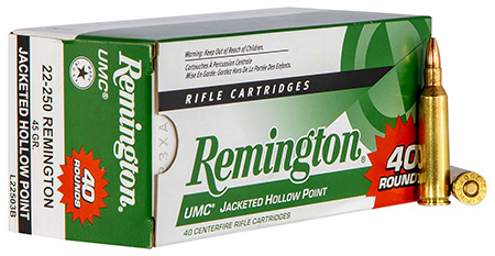 Remington 22-250 Remington 45gr JHP Rifle Ammunition 40 Rounds Value Pack