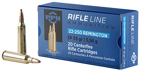 PPU .22-250 Remington 55gr Soft Point Rifle Ammunition 20 Rounds Per Box