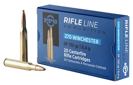 PPU 270 Winchester 130gr Soft Point Rifle Ammunition 20 Rounds Per Box
