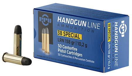 Handgun Ammunition: PPU 38 Special 158gr Lead Round Nose 50 Rounds Per Box