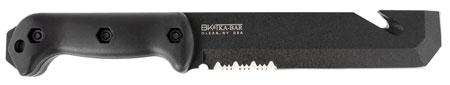 Ka-Bar BK3 Becker Tac Tool 7" Fixed Chisel w/Wire Cutter Part Serrated Black 1095 Cro-Van Blade, Black Ultramid Handle, Includes Sheath