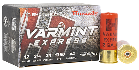 Hornady Varmint Express 12 Gauge 2.75″ 4 Buckshot Ammunition 10 Rounds