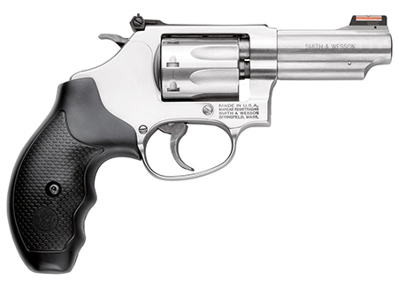 Smith & Wesson Model 63 .22 LR 3" 8-Shot Revolver, Stainless Steel Barrel, Satin Stainless Steel J-Frame, Hi-Viz Fiber Optic Red Front Sight, Adjustable Rear Sight