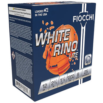 FIOCCHI 12 Gauge 2.75" 1-1/8 oz. 8 Shot White Rino Lite Target Load Shotgun Ammunition 25 Rounds per Box