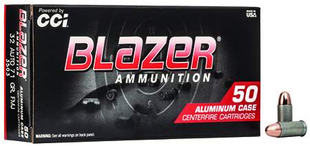 CCI Blazer 32 ACP 71gr TMJ Ammunition 50 Rounds Per Box 20