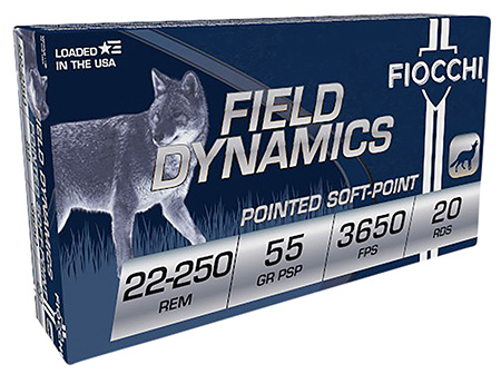Fiocchi 22-250 Remington Ammunition 55 Grain Pointed Soft Point - 20 Rounds