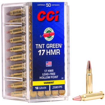 CCI TNT Green 17 HMR 16gr HP 50 Rounds Ammunition