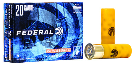 Federal 20 Gauge F203RS Power-Shok Rifled Slug 3/4oz 2.75" Shotshells