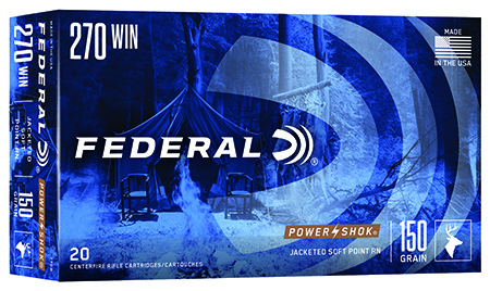 Federal 270 Winchester Power-Shok 150gr Jacketed Soft Point Rifle Ammunition 20 Rounds