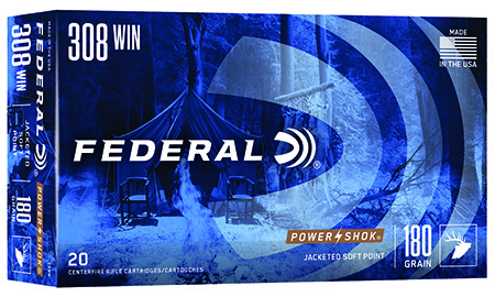 Federal 308 Winchester 180gr Power-Shok Jacketed Soft Point Rifle Ammunition 20 Rounds