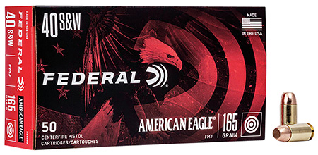 Federal American Eagle 40 S&W 165gr FMJ Handgun Ammunition 50 Rounds