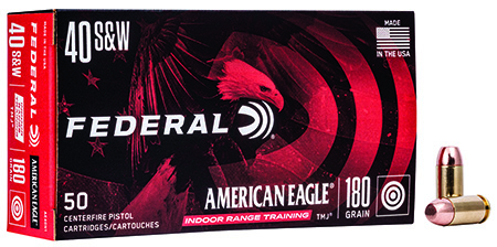 Federal American Eagle 40 S&W 180gr TMJ Indoor Range Training Ammunition 50 Rounds