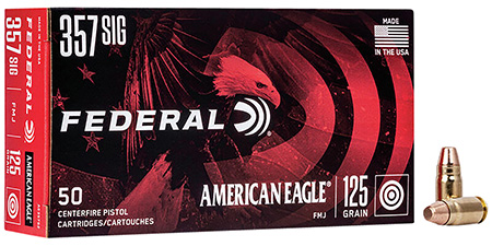 Federal American Eagle 357 Sig 125gr FMJ Handgun Ammunition 50 Rounds