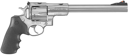 Ruger Super Redhawk .44 Rem Mag/.44 Special 9.5" 6-Round Revolver, Satin Stainless Steel, Integral Mount Barrel, Hogue Tamer Monogrip, Transfer Bar Safety, Exposed Hammer