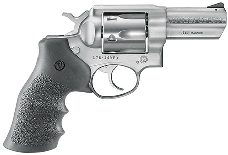 Ruger GP100 357 Mag 3" Satin Stainless, Hogue Grip