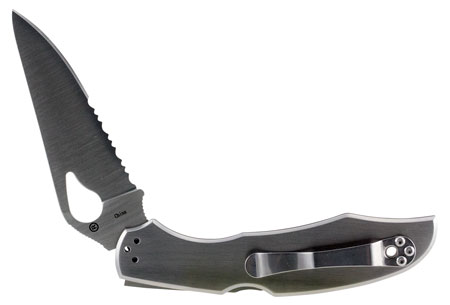 Spyderco BY03PS2 Byrd Cara Cara 2 3.75" Folding Drop Point, Part Serrated 8Cr13MoV SS Blade, Stainless Steel Handle, Includes Pocket Clip
