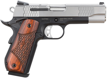 Smith & Wesson 1911 E-Series .45 ACP, 4.25" Barrel, 8+1 Capacity, Black Round Butt Scandium Frame, Satin Stainless Steel Slide, Laminate Wood Grip, Manual Grip & Thumb Safety