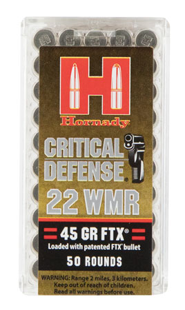 Hornady 22 WMR 45gr Critical Defense Flex Tip Expanding 50 Rounds Rimfire Ammunition