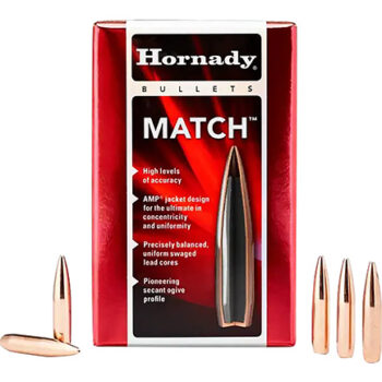 Hornady 26335 Match  6.5mm .264 140 gr Hollow Point Boat Tail Match 100 Per Box/ 15 Case