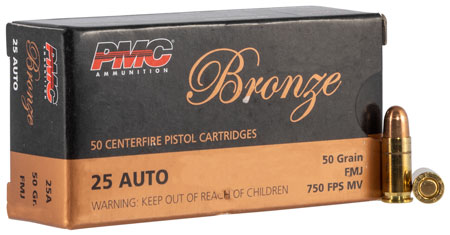 Browning 25 Auto Pistol FMJ 50gr Ammunition 50 Rounds