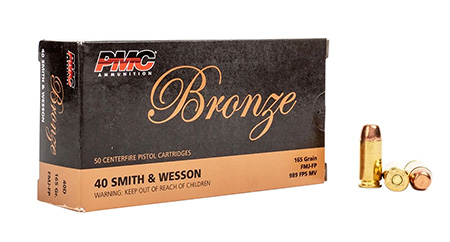 PMC 40D Bronze  40S&W 165gr Full Metal Jacket 50 Per Box/20 Case