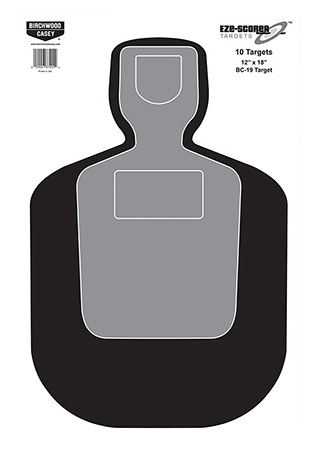 Birchwood Casey EZE-Scorer BC-19 Silhouette Target Paper Hanging System 12x18 Inch Black/Gray/White 100 Pack