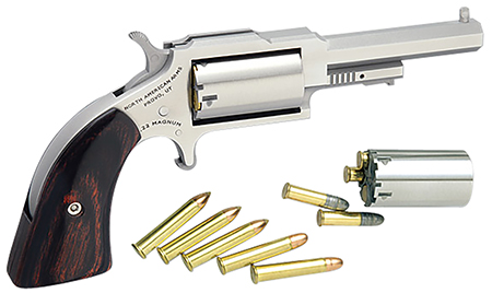 North American Arms 1860 Sheriff .22 LR/.22 WMR Revolver 2.5" Barrel 5-Shot Stainless Rosewood Grip