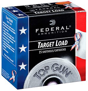 Federal Top Gun 12 Gauge 2.75″ 1 1/8oz 8 Shot Red White Blue Shells 25 Rounds