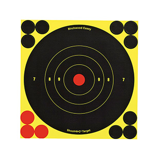 Birchwood Casey Shoot-N-C Reactive Target Paper 6" Bullseye Self-Adhesive Black Yellow 12 Pack