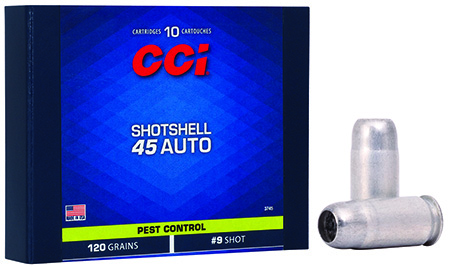 CCI Pest Control 45ACP 120gr #9 Shot Shotshells 10 Rounds Per Box 20
