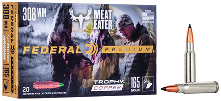 Federal Premium 308 Winchester 165gr Trophy Copper Hunting Rifle Ammunition 20 Rounds