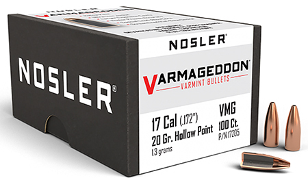Nosler Varmageddon 17 Win 20gr Flat Base Hollow Point Ammunition