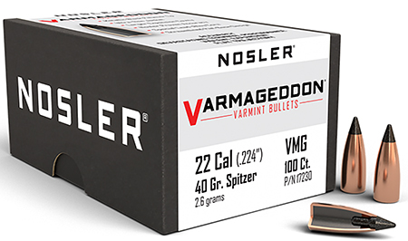 Nosler Varmageddon 22 Caliber 40 Grain Flat Base Tipped Bullets (100 Count)