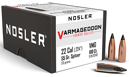 Nosler Varmageddon 22 55gr Flat Base Tipped Rifle Bullets 100 Count