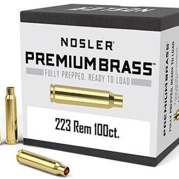 Nosler 10098 Premium Brass Unprimed Cases 223Rem Rifle Brass 100/Box