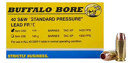 Buffalo Bore 40 S&W 125gr Barnes TAC-XP Lead Free Standard Pressure Ammunition 20 Rounds