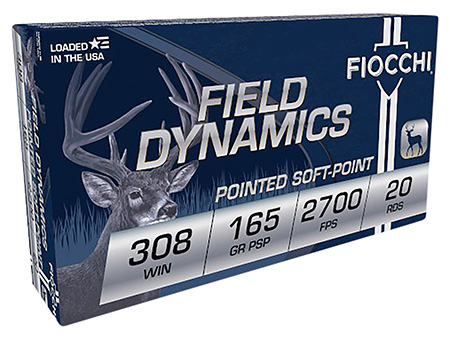 Fiocchi .308 Winchester 165 Grain Pointed Soft Point Field Dynamics Rifle Ammunition 20 Rounds