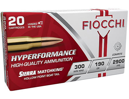 Fiocchi 300 Winchester Mag Hyperformance Compete Sierra MatchKing 190gr Boat-Tail Hollow Point 20 Rounds