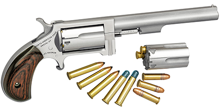 North American Arms Sidewinder .22 LR / .22 WMR Revolver 4" Barrel Stainless Steel Rosewood Grip 5-Round