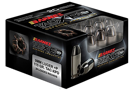 Barnes TAC-XPD 9mm +P 115gr Defense Handgun Ammo 20 Rounds