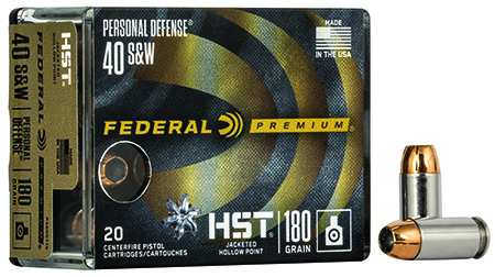 Federal Premium Personal Defense .40 S&W 180gr HST Jacketed Hollow Point, 20-Box/10-Case