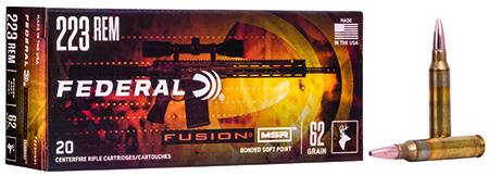 Federal Fusion MSR .223 Remington 62 Grain Bonded Soft Point Ammunition 20 Rounds