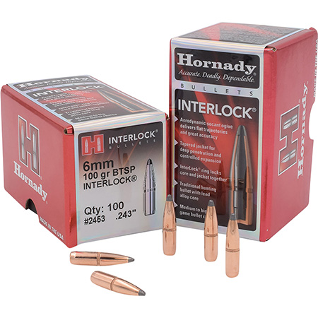 Hornady 6mm .243 100gr InterLock Boat Tail Spire Point Rifle Bullets 100ct Box