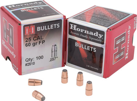 Hornady 2510 .257 Caliber Varmint Hunting Bullets 25 Caliber 60 Grain Flat Point 100 Count
