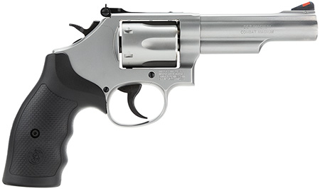 Smith & Wesson Model 66 .357 Mag/.38 S&W Special +P 4.25" Stainless Steel Barrel, 6-Shot, Matte Stainless Steel K-Frame, Red Ramp Front Sight, White Outline Rear Sight, Internal Lock