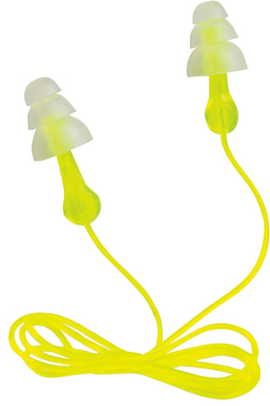PELTOR 97317 Tri-Flange Reusable Earplugs 26 dB NRR Polymer Yellow with Cord Adult 3 Pair