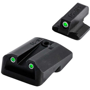 TruGlo Tritium Sight Set for Glock 42/43/43X/48 Black Nitride Fortress Frame with Green Tritium Front and Rear, Front Post/Rear Dovetail Mount, Compatible with Most Models Except MOS