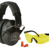 Walker's Pro Low Profile 31dB Passive Earmuffs with Foam Ear Plugs Yellow Lens Shooting Glasses Combo Kit 1 9592