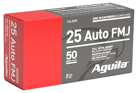 Aguila 25 ACP 50gr FMJ Ammunition 50 Rounds Per Box 20  - For Target & Range Use Handgun Ammo