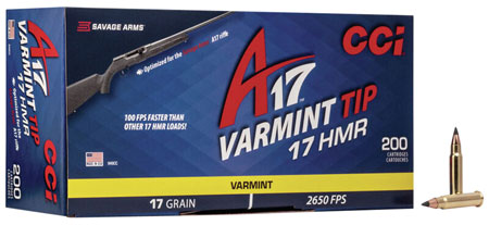CCI 17 HMR Varmint Tip Ammunition 17gr Polymer Tipped 200 Rounds